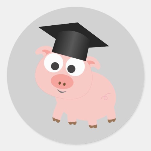Cute Afstuderen Pig Ronde Sticker (Voorkant)