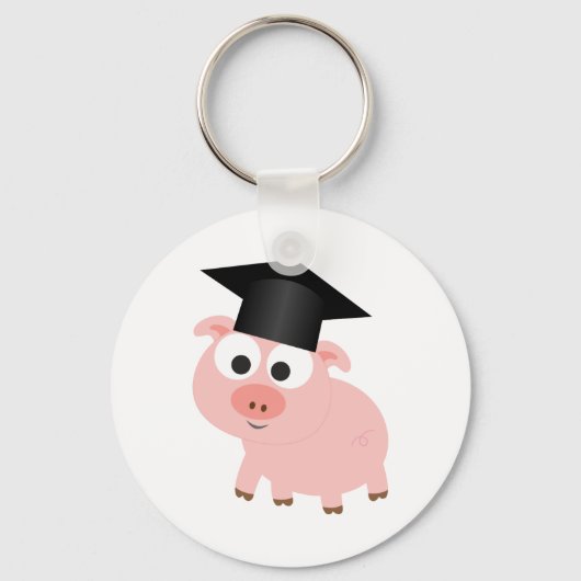 Cute Afstuderen Pig Sleutelhanger (Voorkant)