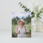Cute Afstuderen Save the Date Girl Photo Briefkaart (Staand voorkant)