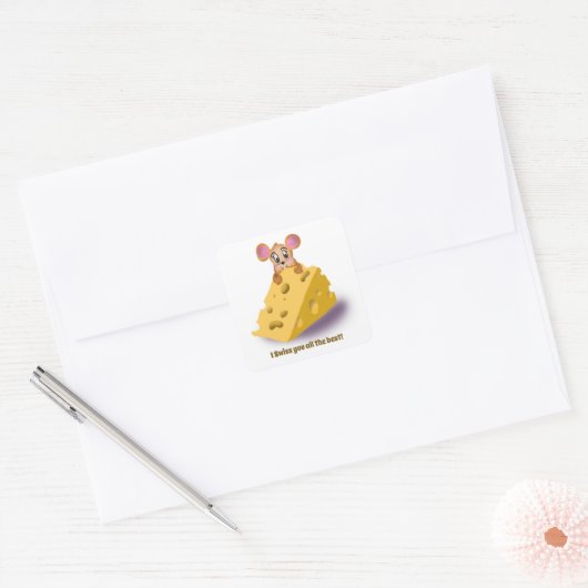 Cute Afstuderen Swiss Cheese Vierkante Sticker (Envelop)