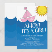 Cute Ahoy Het is een meisje Nautical Kaart (Voorkant / Achterkant)