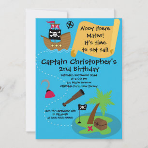 Cute Ahoy Mates Pirate Birthday Party Kaart