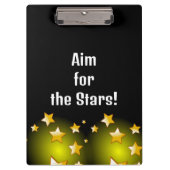 Cute Aim for the Stars Yellow Black Clipboard  Klembord (Voorkant)