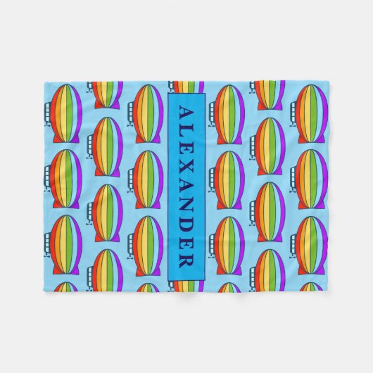 Cute air blimp pattern fleece blanket for kids (Voorkant (Horizontaal))