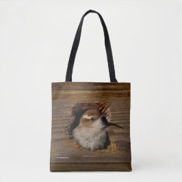 Cute Airbnb Moment Bewick's Wren in Nestbox Tote Bag