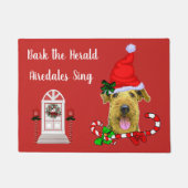 Cute Airedale Terrier Kerstmis Deurmat (Voorkant)