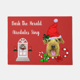 Cute Airedale Terrier Kerstmis Deurmat