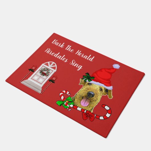 Cute Airedale Terrier Kerstmis Deurmat (Schuin)