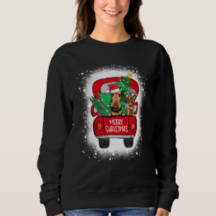 Cute Airedale Terrier Red Truck Merry Kerstmis Bl Trui