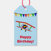 Cute Airplane Birthday Cadeaulabel (Voorkant)