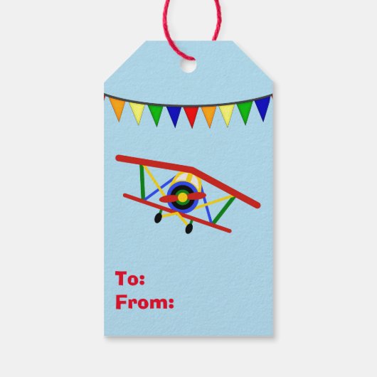Cute Airplane Birthday Cadeaulabel (Achterkant)
