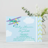 Cute Airplane Boy Baby shower Invitation Kaart (Staand voorkant)