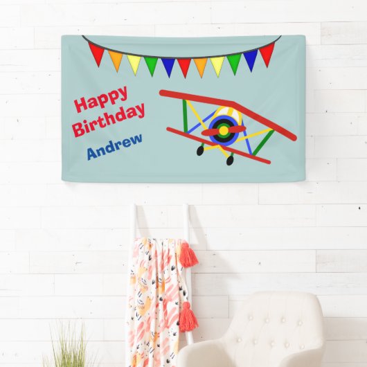 Cute Airplane Boy's Birthday Party Spandoek (Insitu)