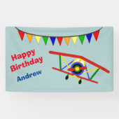 Cute Airplane Boy's Birthday Party Spandoek (Horizontaal)