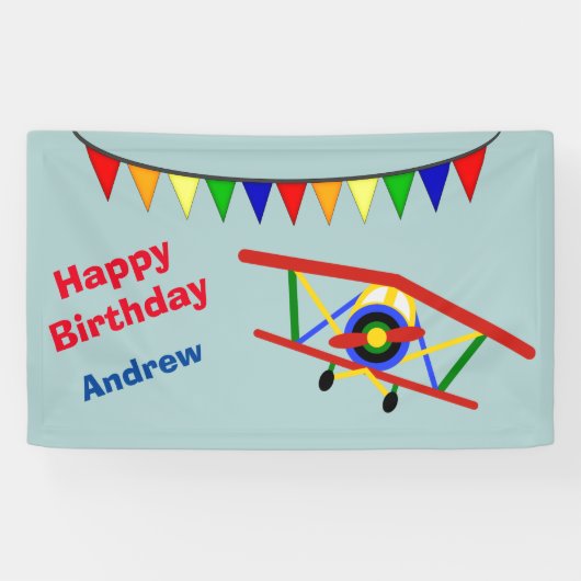 Cute Airplane Boy's Birthday Party Spandoek (Horizontaal)