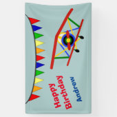 Cute Airplane Boy's Birthday Party Spandoek (Verticaal)