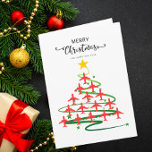 Cute Airplane Christmas Tree & Photo Funny Custom Kaart