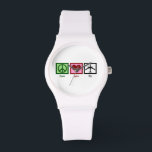 Cute Airplane Horloge<br><div class="desc">Vrede Liefde Vliegen. Ik hou van vliegen. Een geweldig cadeau voor een piloot of iemand die houdt van vliegtuigen.</div>