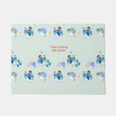 Cute Airplane Kinderen Verjaardagsuitnodiging Deurmat (Voorkant)