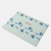 Cute Airplane Kinderen Verjaardagsuitnodiging Deurmat (Schuin)