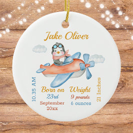 Cute Airplane Penguin Baby Boy Stats Ceramic Ornam Keramisch Ornament