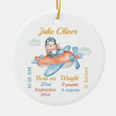 Cute Airplane Penguin Baby Boy Stats Ceramic Ornam Keramisch Ornament (Voorkant)