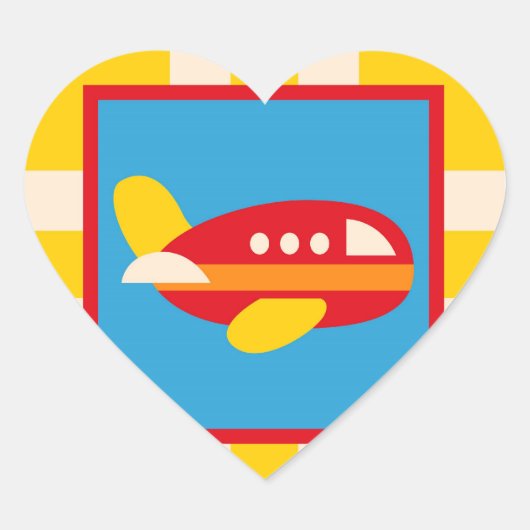 Cute Airplane Transportation Theme Kinder Gifts Hart Sticker (Voorkant)