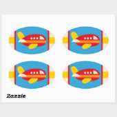 Cute Airplane Transportation Theme Kinder Gifts Ovale Sticker (Vel)