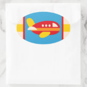 Cute Airplane Transportation Theme Kinder Gifts Ovale Sticker (Tas)