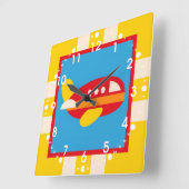 Cute Airplane Transportation Theme Kinder Gifts Vierkante Klok (Hoek)