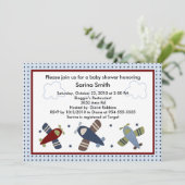 Cute Airplanes Baby Shower Invitations Kaart (Staand voorkant)