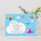 Cute Airplanes Invitation Kaart (Staand voorkant)