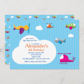 Cute Airplanes Invitation Kaart (Voorkant / Achterkant)