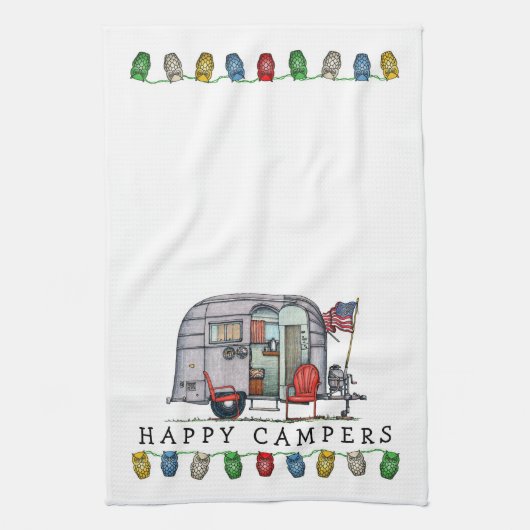 Cute Airstream Camper Travel Trailer Theedoek (Verticaal)