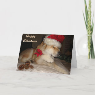 Cute akita dog geeft paw santa hat cone kermas feestdagen kaart