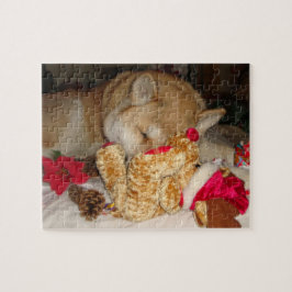 Cute akita dog kerstmis teddy slaapt kerstmis legpuzzel