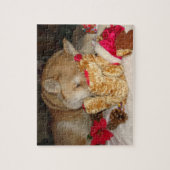 Cute akita dog kerstmis teddy slaapt kerstmis legpuzzel (Verticaal)