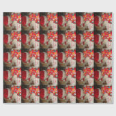 Cute akita dog santa hat opening kerstcadeau cadeaupapier (Vlak)