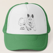 Cute akita en teddy beer dog art green trucker pet (Voorkant)
