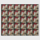 Cute akita hond slaapt santa hat tinsel kermas cadeaupapier (Vlak)