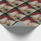 Cute akita hond slaapt santa hat tinsel kermas cadeaupapier (Hoek)