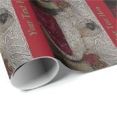 Cute akita in Red Santa hat slapen Cadeaupapier (Rol Hoek)