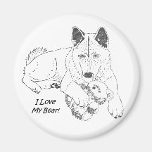 Cute akita met teddy beer dog portret art