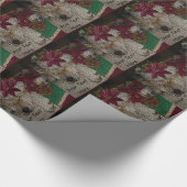 Cute akita slaapt met pet kerstdecoraties cadeaupapier (Hoek)