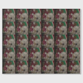 Cute akita slaapt met pet kerstdecoraties cadeaupapier (Vlak)