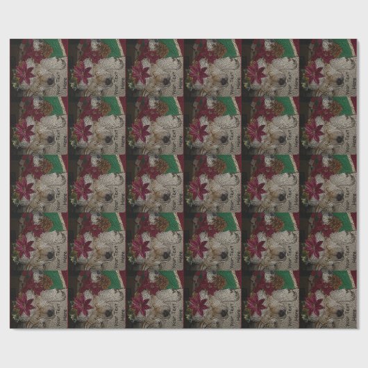 Cute akita slaapt met pet kerstdecoraties cadeaupapier (Vlak)