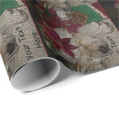 Cute akita slaapt met pet kerstdecoraties cadeaupapier (Rol Hoek)