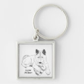 Cute akita with teddy bear dog art keychain (Voorkant)