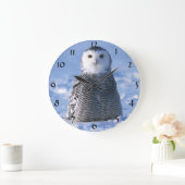 Cute Alaska Arctic Snowy Owl Winter Foto ontworpen Grote Klok (Huis)