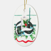 Cute Alaska Wildlife Kerstoval Tree-Ornament Keramisch Ornament (Links)